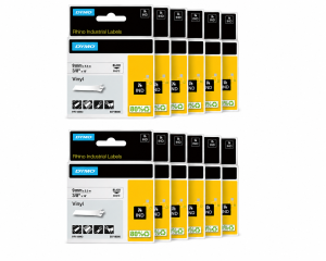 DYMO Rhino 18443 pakiet 10 szt. Taśma winylowa 9 mm biała / czarny nadruk 5,5 m S0718580 