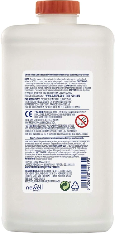 ELMER'S biały klej w płynie WASHABLE, NO RUN SCHOOL GLUE 946 ml, 2079104