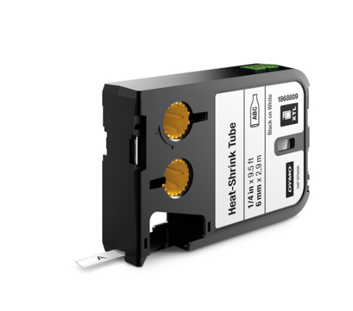 DYMO XTL 2,7m rurki termokurczliwej ciągłej (6 mm) na kabel o Ǿ Min. 1.18mm – Max. 3.8 mm, Czarny na białym, 1868809