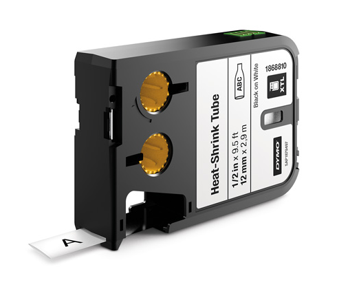 DYMO XTL 2,7m rurki termokurczliwej ciągłej (12 mm) na kabel o Ǿ Min. 2.6mm – Max. 7.6mm, Czarny na białym, 1868810