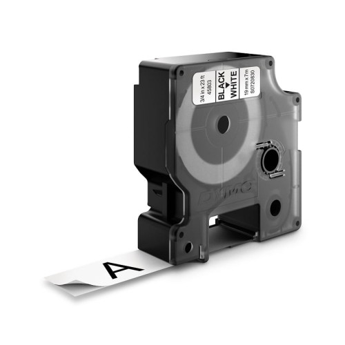 Taśma D1 - 19 mm x 7 m, czarny / biały, 45803, S0720830