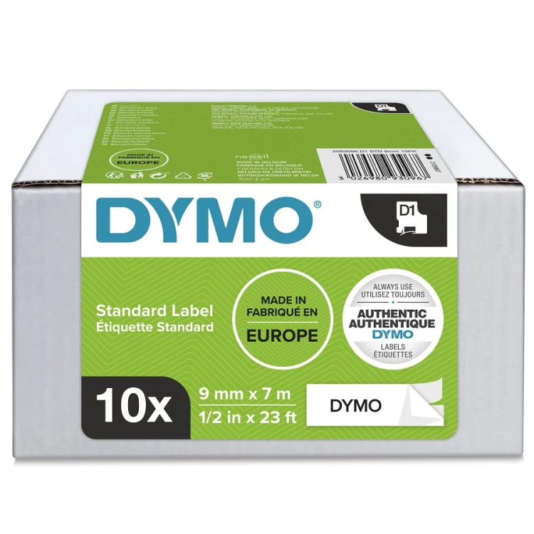 DYMO Taśma D1 VALUE PACK 10 szt. - 12 mm x 7 m, czarny / biały