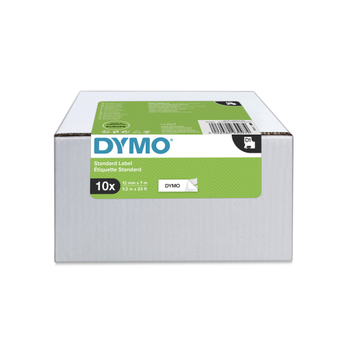 DYMO Taśma D1 VALUE PACK 10 szt. - 12 mm x 7 m, czarny / biały