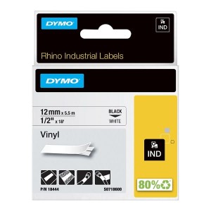 DYMO Rhino 18444 Taśma winylowa 12 mm biała / czarny nadruk 5,5 m S0718600