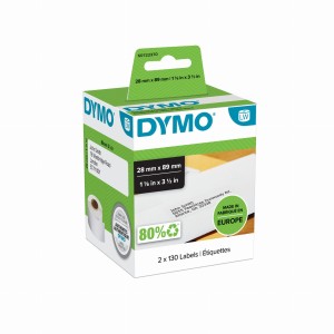 DYMO Standardowa etykieta adresowa - 89 x 28 mm, biała, 2 rolki po 130 etykiet, 99010, S0722370
