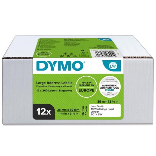 DYMO 2093093 99012 etykiety adresowe 89 x 36 mm VALUE PACK 12 rolek