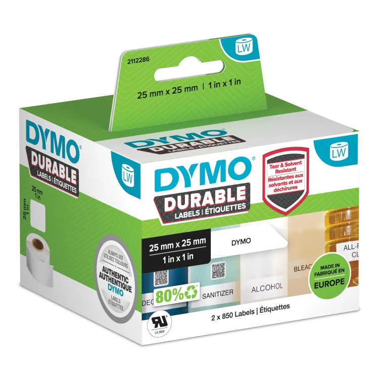 DYMO LabelWriter Durable etykieta wielofunkcyjna, 25mm x 25mm, 1933083, 2112286