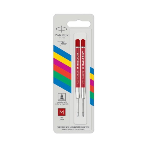 PARKER Wkłady economy QUINKflow do długopisów 2 szt. M czerwone, 2166545