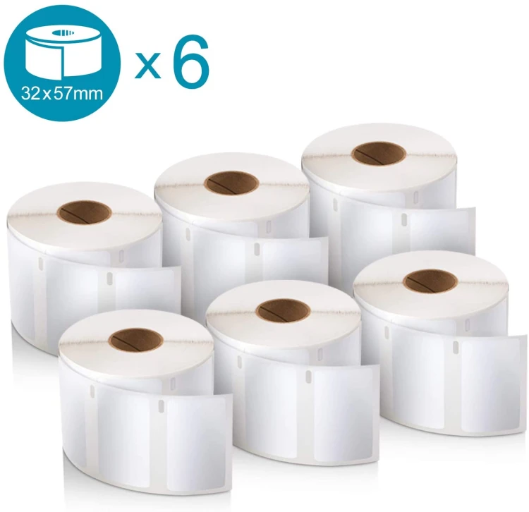 Pakiet Etykiety różnego przeznaczenia - 57 x 32 mm, biała, 6 rolek po 1000 etykiet, 11354, S0722540, 2093094