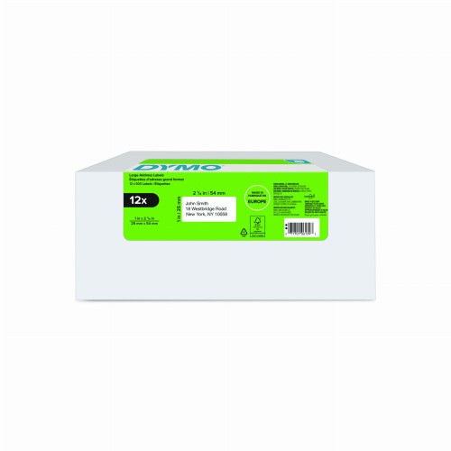Pakiet Etykieta na adres zwrotny - 25 x 54 mm, białe, 12 rolek po 500 etykiet, 11352, 2177563