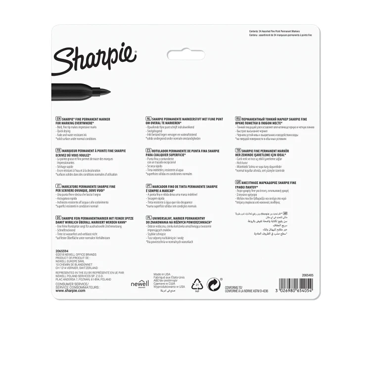 Sharpie Permanent Marker Fine Point 24 kolory, 2065405