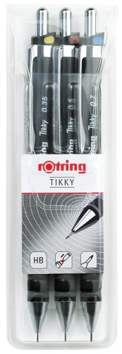 ROTRING ołówek TIKKY CC czarny zestaw 3 szt. 0.35/ 0.5/ 0.7 mm, S0801310