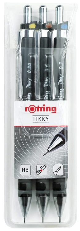 ROTRING ołówek TIKKY CC czarny zestaw 3 szt. 0.35/ 0.5/ 0.7 mm, S0801310