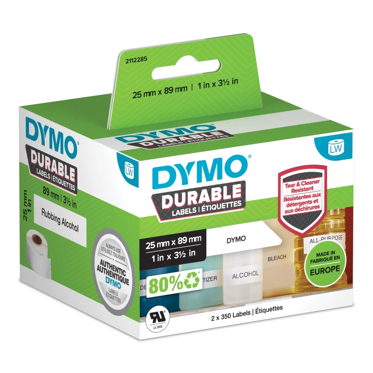 DYMO LabelWriter Durable, etykieta wielofunkcyjna, 25 mm x 89 mm, 700 etykiet, 1933081, 2112285