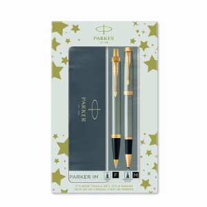 PARKER Zestaw podarunkowy duo IM BRUSH METAL GT  (długopis + pióro kulkowe), 2093217