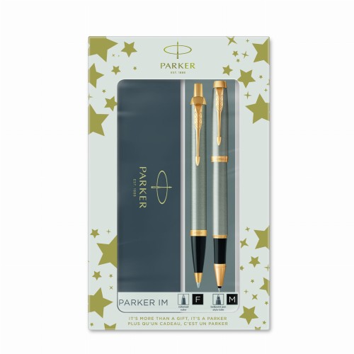PARKER Zestaw podarunkowy duo IM BRUSH METAL GT (długopis + pióro kulkowe), 2093217