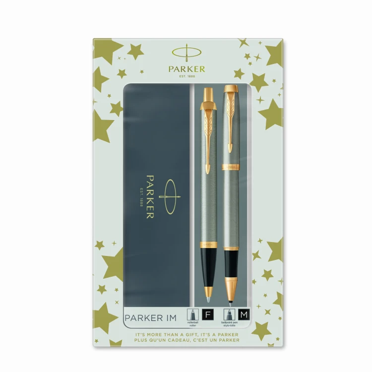 PARKER Zestaw podarunkowy duo IM BRUSH METAL GT (długopis + pióro kulkowe), 2093217