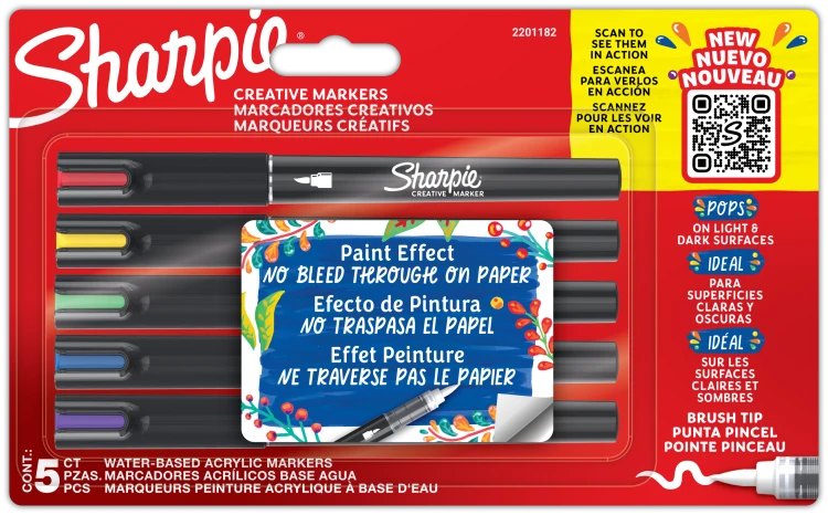 Sharpie Acrylic BRUSH CREATIVE markery akrylowe 5 szt. z końcówką pędzelkową, 2201182