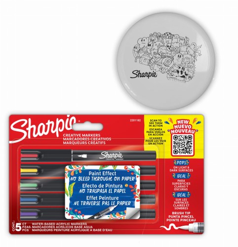 Sharpie Acrylic BRUSH CREATIVE markery akrylowe 5 szt. z końcówką pędzelkową