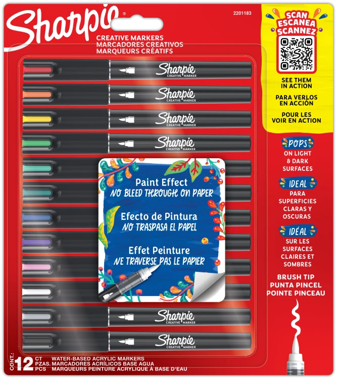 Sharpie Acrylic BRUSH CREATIVE markery akrylowe z końcówką pędzelkową