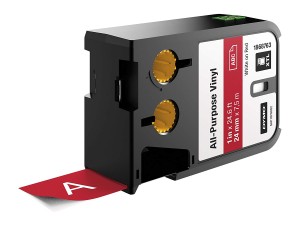 DYMO XTL taśma winylowa trwała, 24 mm x 7 m, biały na czerwonym, 1868763