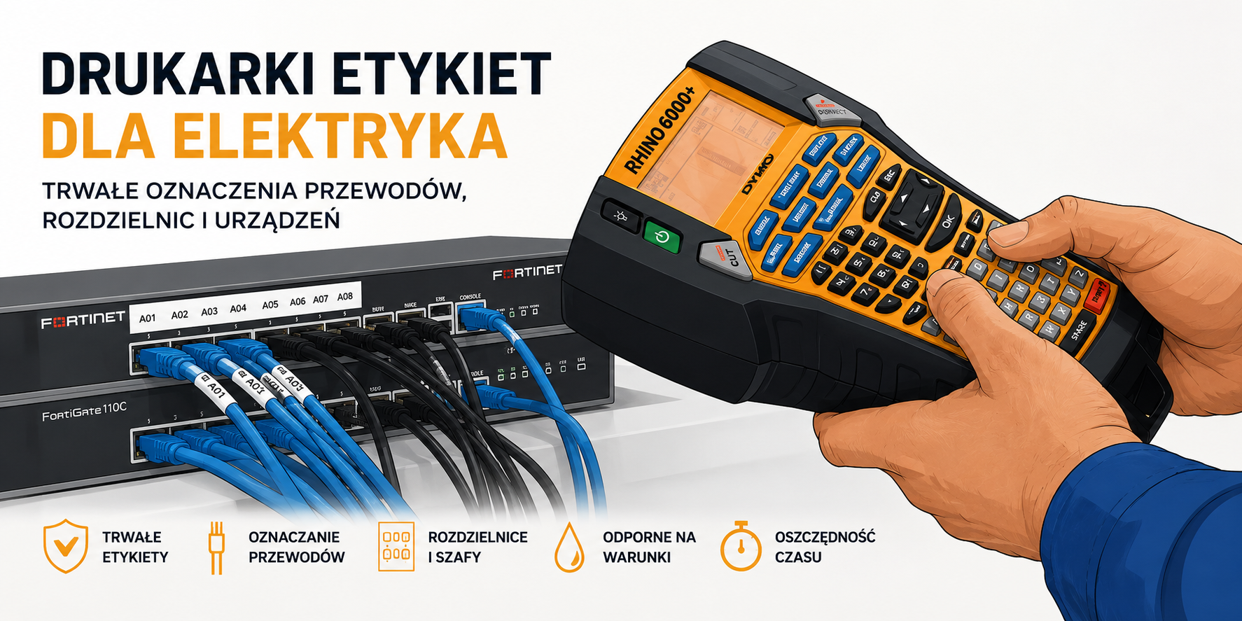 Jaka drukarka etykiet dla elektryka i instalatora? Porównanie modeli DYMO Rhino